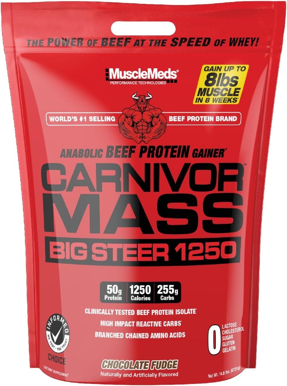 Carnivor Mass 1250 – Delicious Chocolate Beef Protein for Muscle Gains, 15lbs