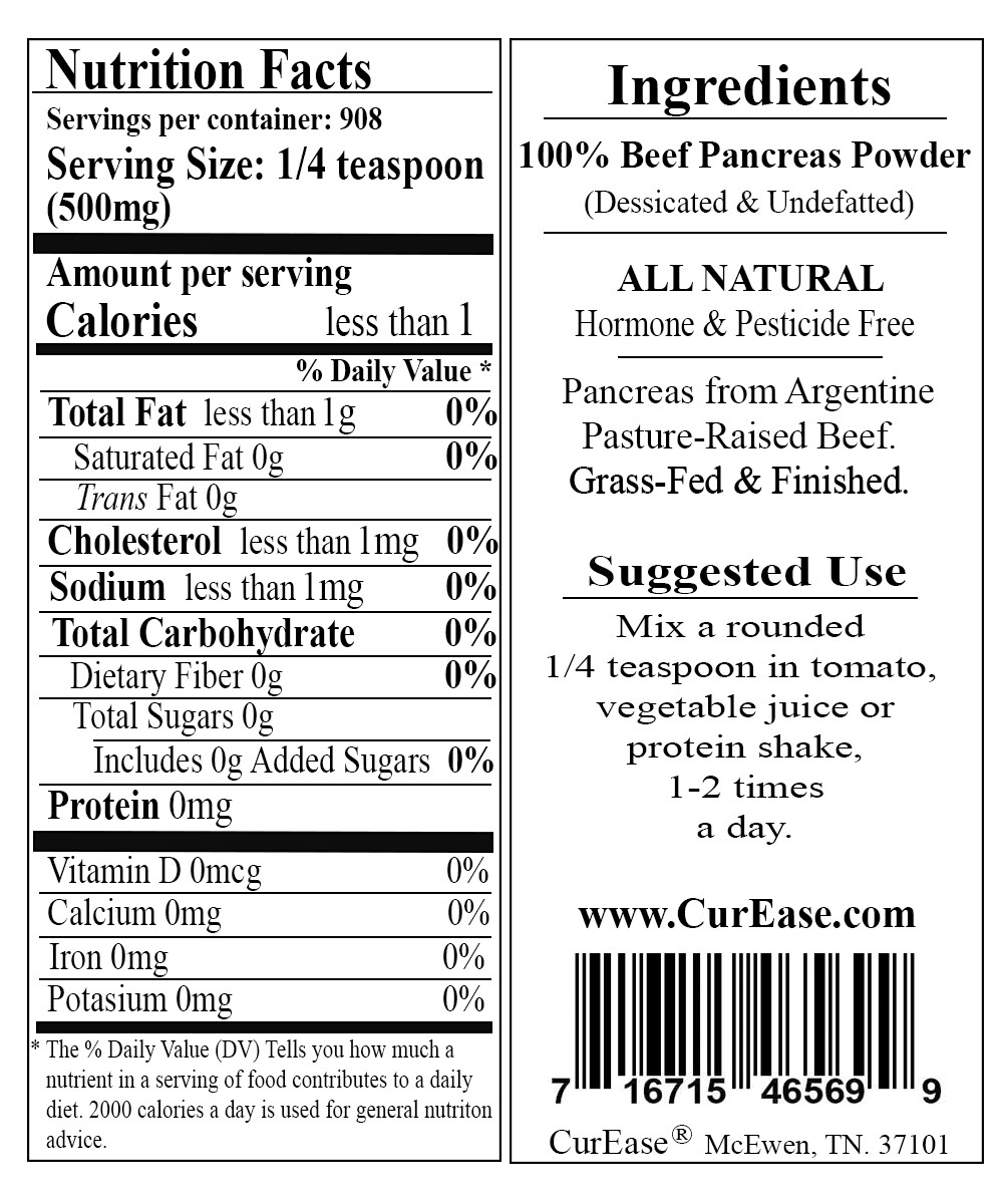 ORGANIC Argentine Desiccated BEEF PANCREAS POWDER UNDEFATTED ~ POUND 1 Lb 453 g