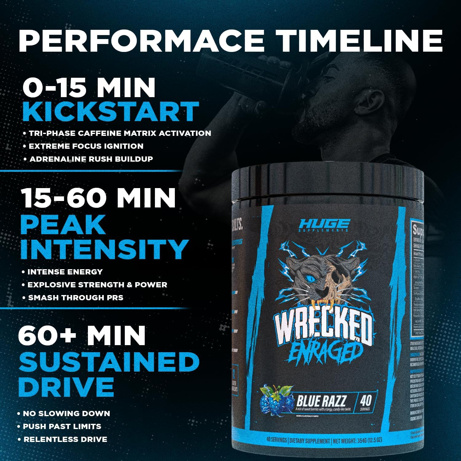 Wrecked Enraged High Stim Pre Workout – Extreme Hardcore Formula for Intense Ene