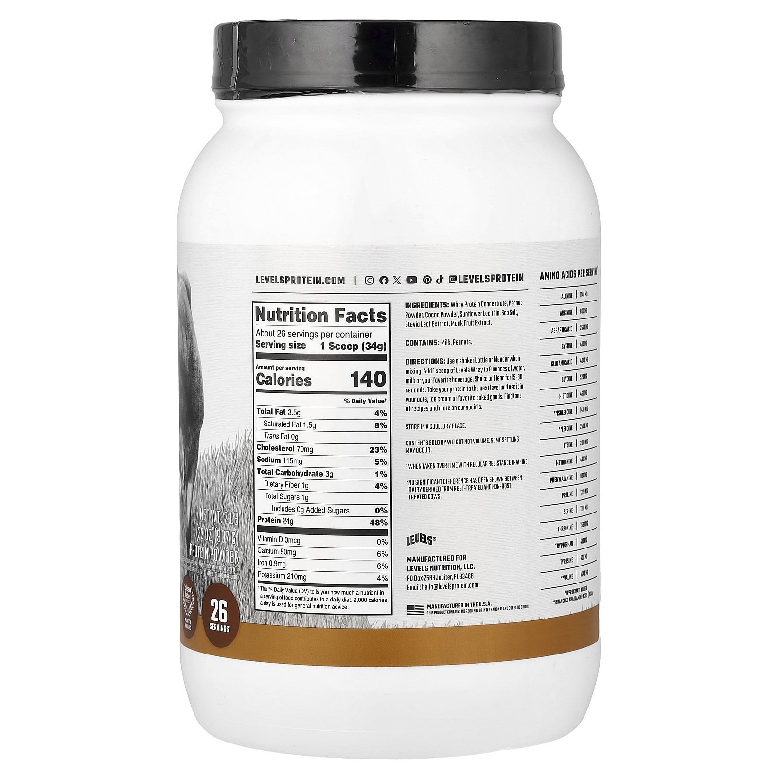 Grass Fed Whey Protein Powder, Chocolate Peanut Butter, 2 lb (907 g)
