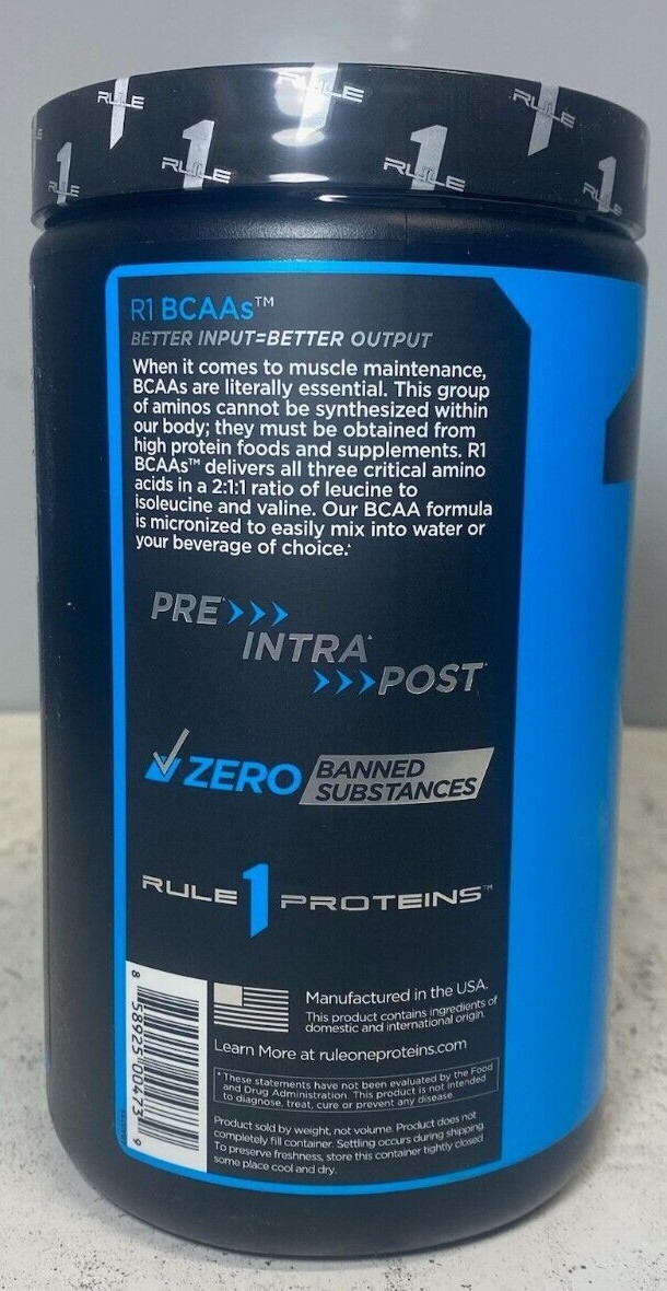 Rule One BCAAs 60 Servings Dietary Supplement 100% Micronized Formula 5G BCAAs