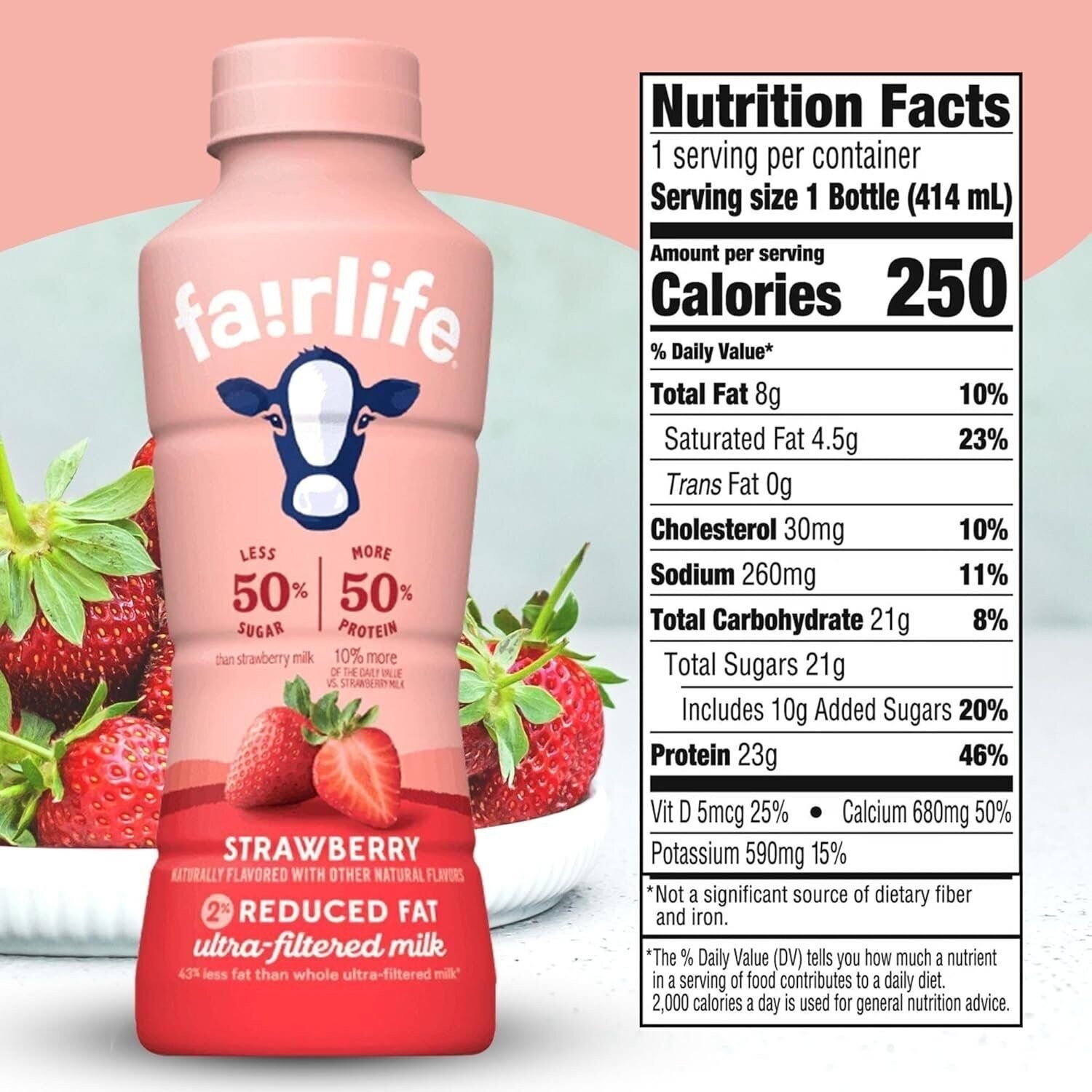 Fairlife Ultra Filtered Milk Strawberry 2% Reduced Fat Milk 6 Bottles 14 Fl oz