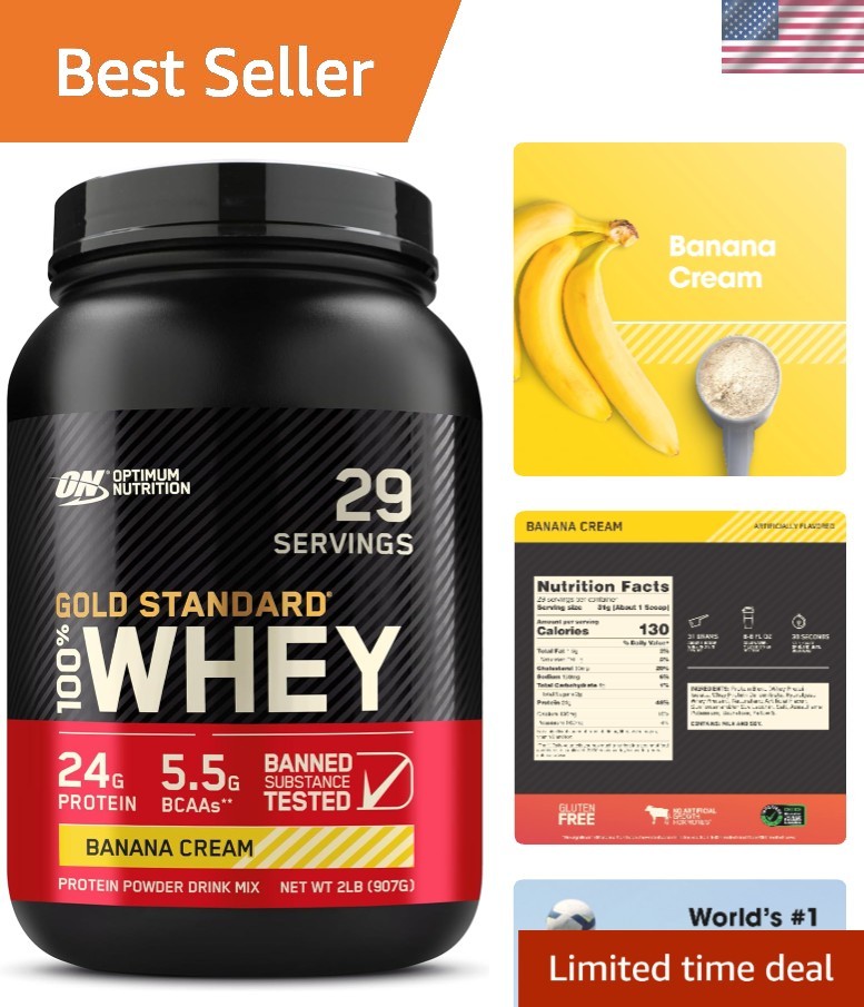 Gold Standard 100% Whey, 2 lbs Banana Cream – High Protein for Workout Recovery