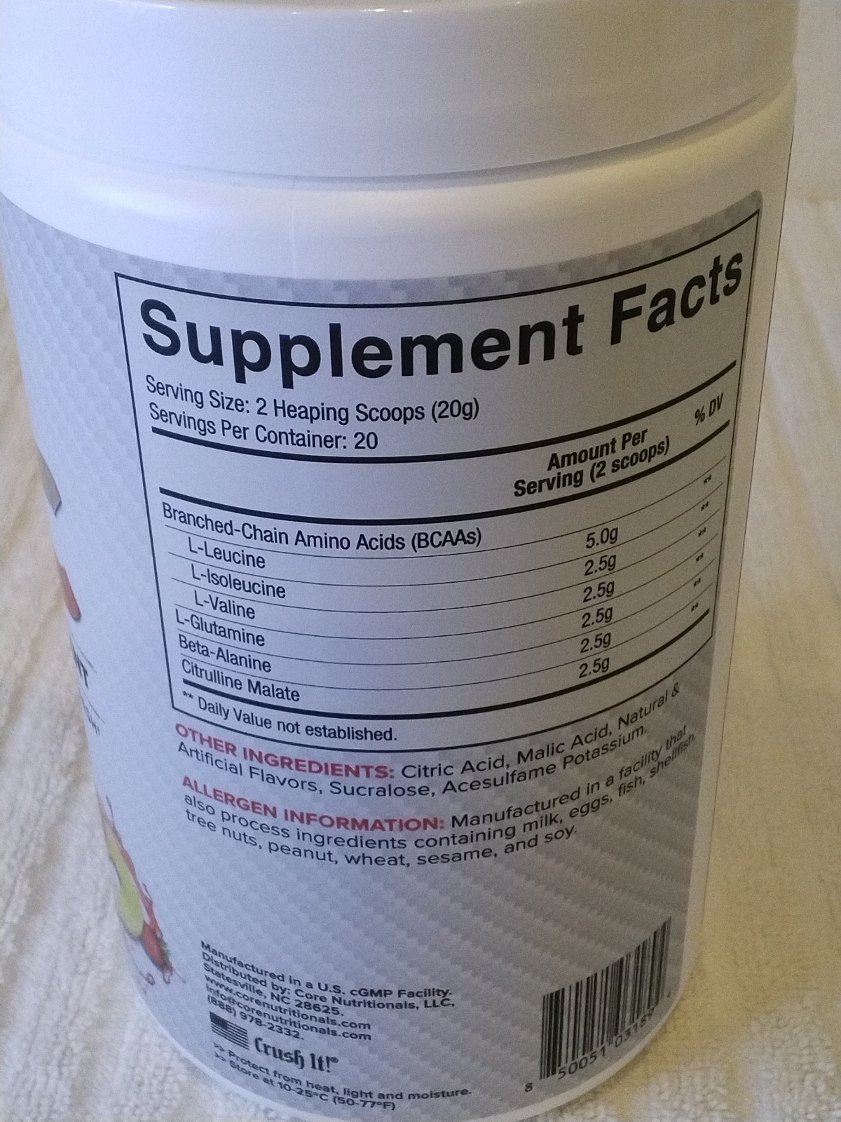 Core Nutritionals ABC Advanced BCAA Supplement White Pineapple Strawberry 06/28