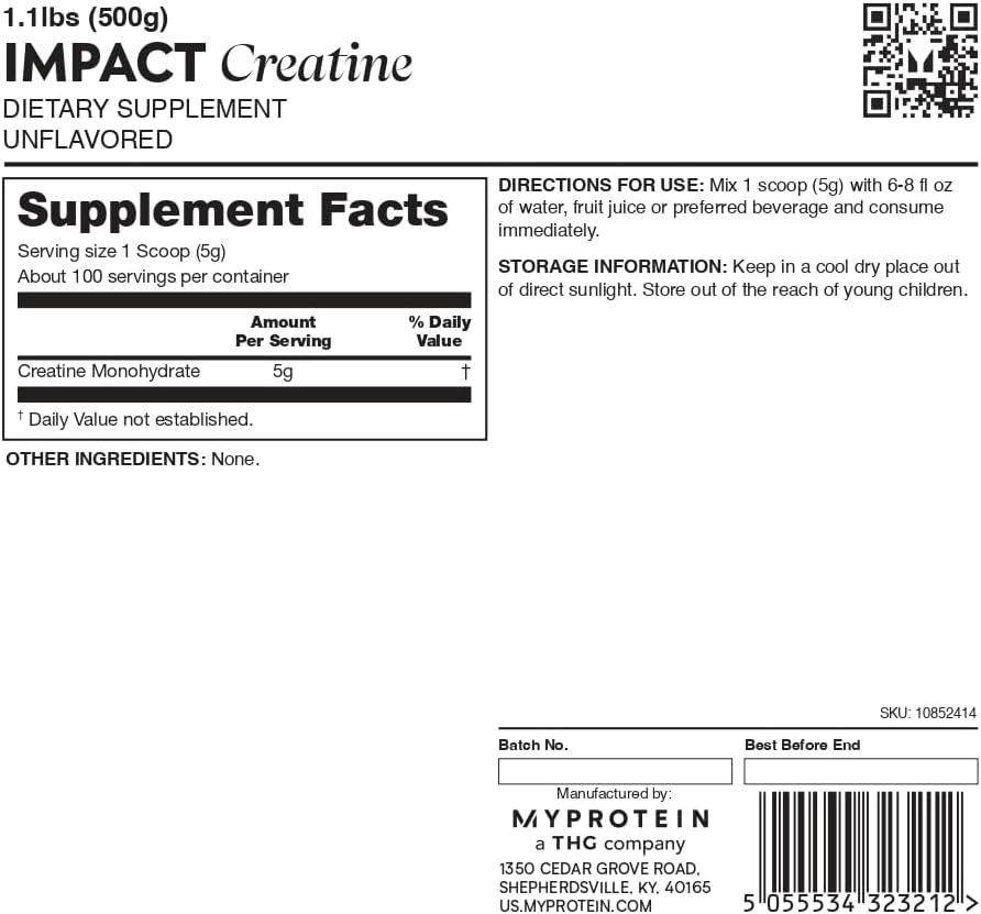 Creatine Monohydrate Powder, 100 Servings (1.1Lbs), Pure Unflavored Creatine Pow
