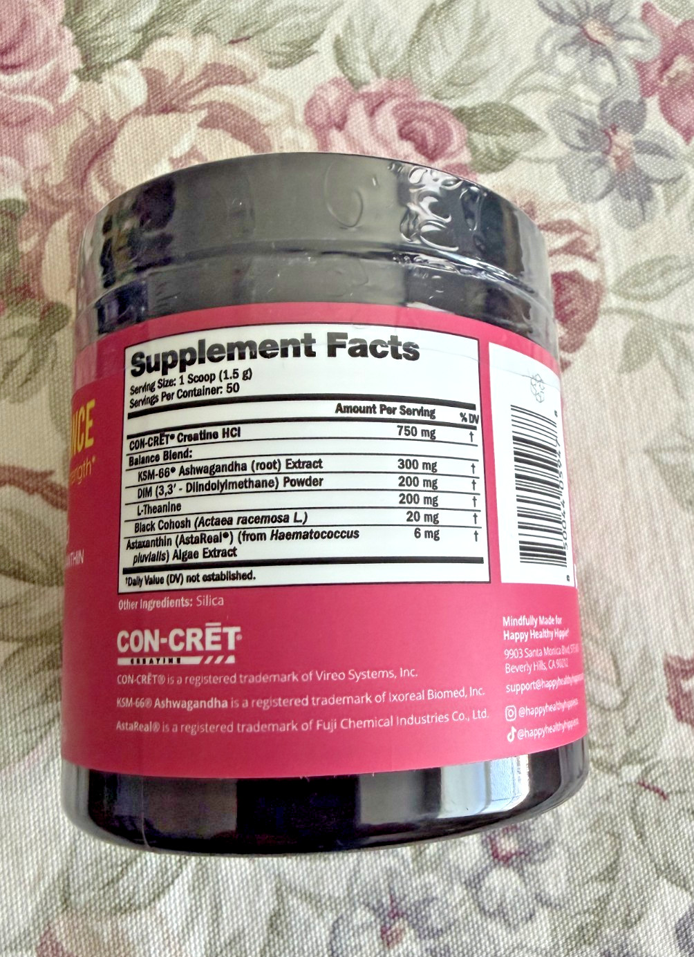 Happy Healthy Hippie Creatine HCl Powder with KSM-66 Ashwagandha|Vegan Creatine