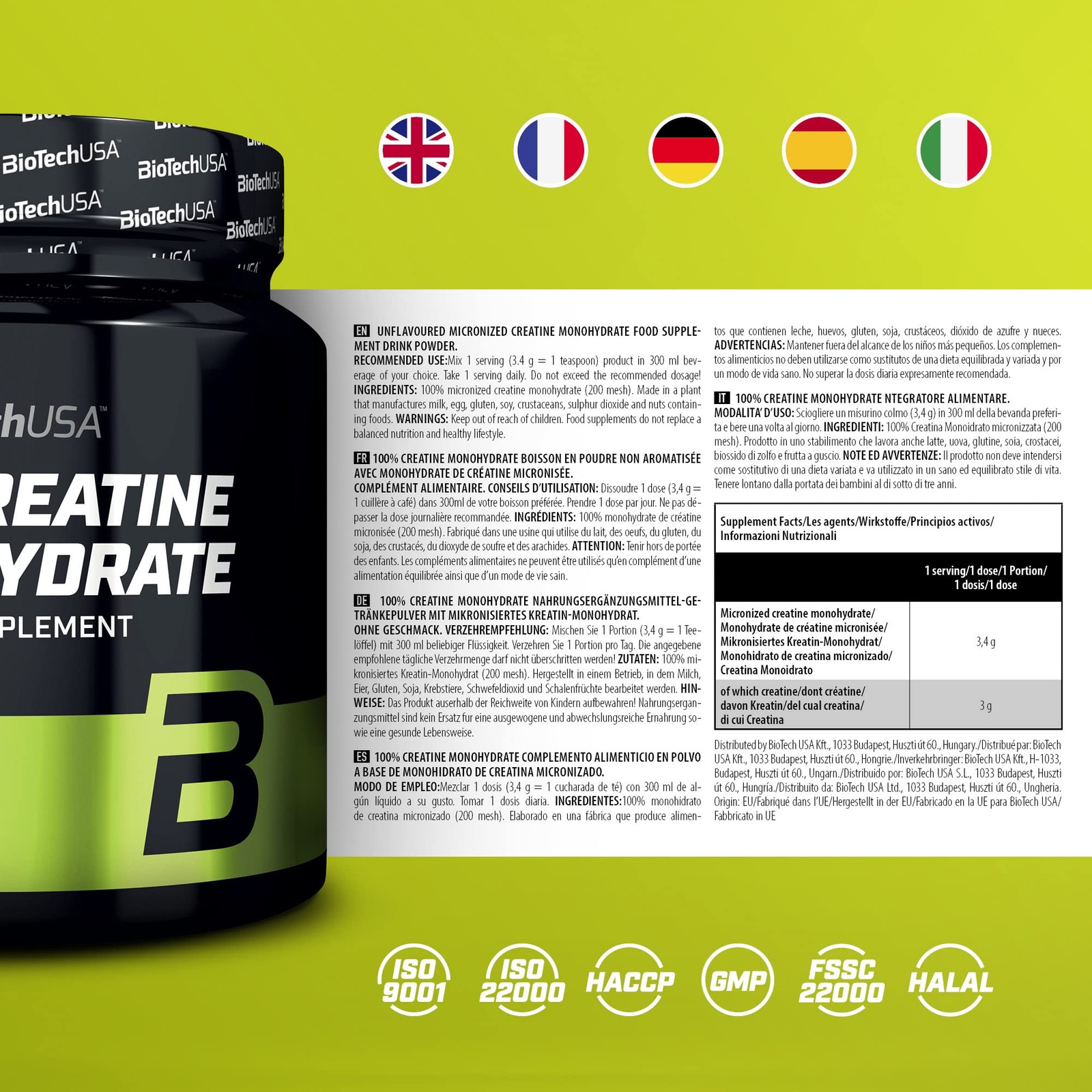 100% Creatine Monohydrate – 0.661 lbs (Pot) – Biotech
