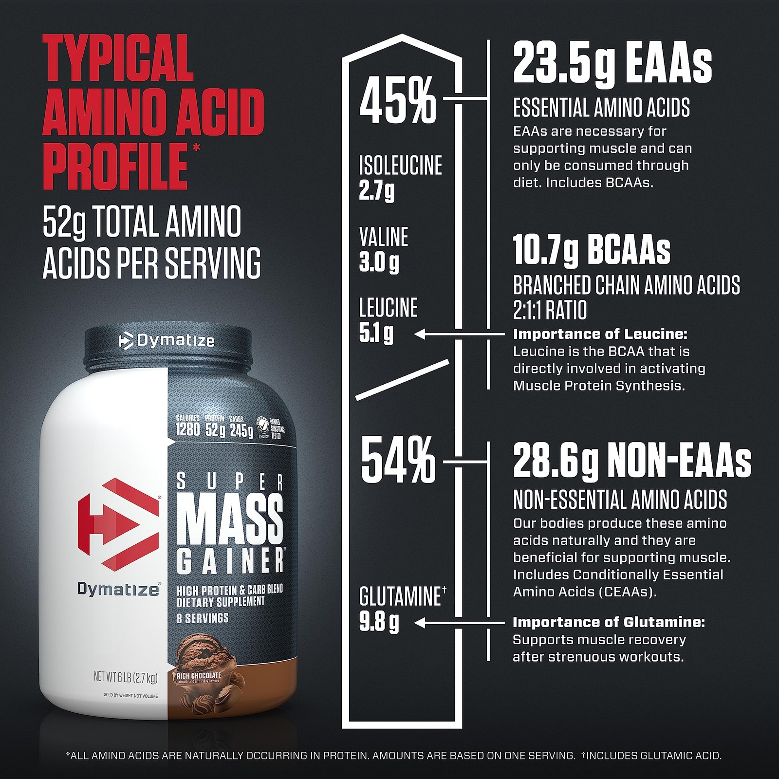 Dymatize Super Mass Gainer Protein 6 Pound (Pack of 1), Rich Chocolate