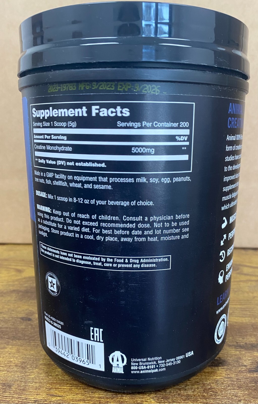 Universal Animal Micronized Creatine Monohydrate Powder Unflavored 3 Sizes New
