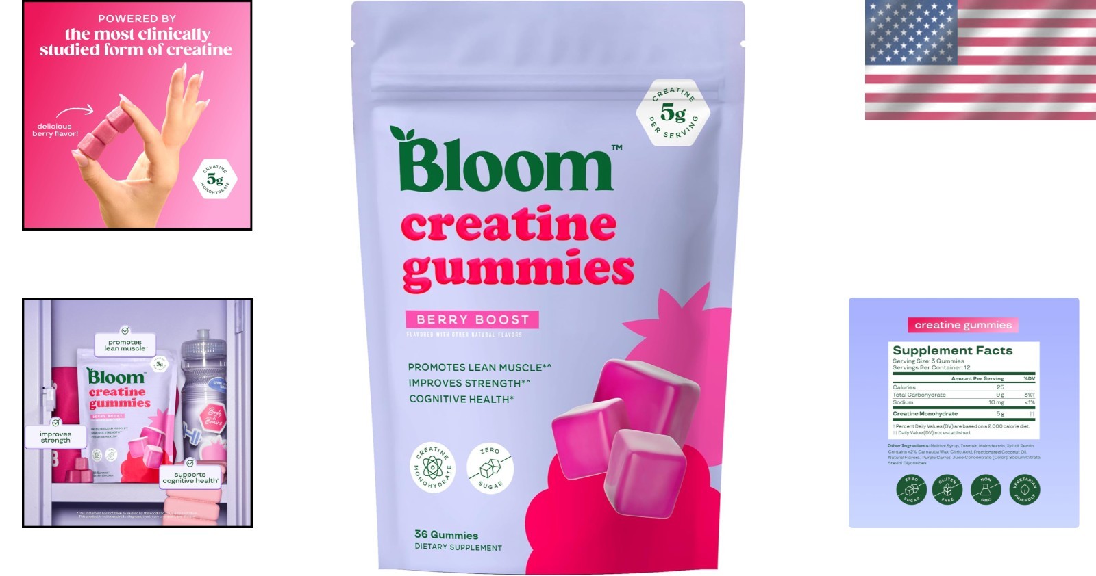 Women’s Creatine Monohydrate Gummies – Berry Boost, 36 Gummies for Strength