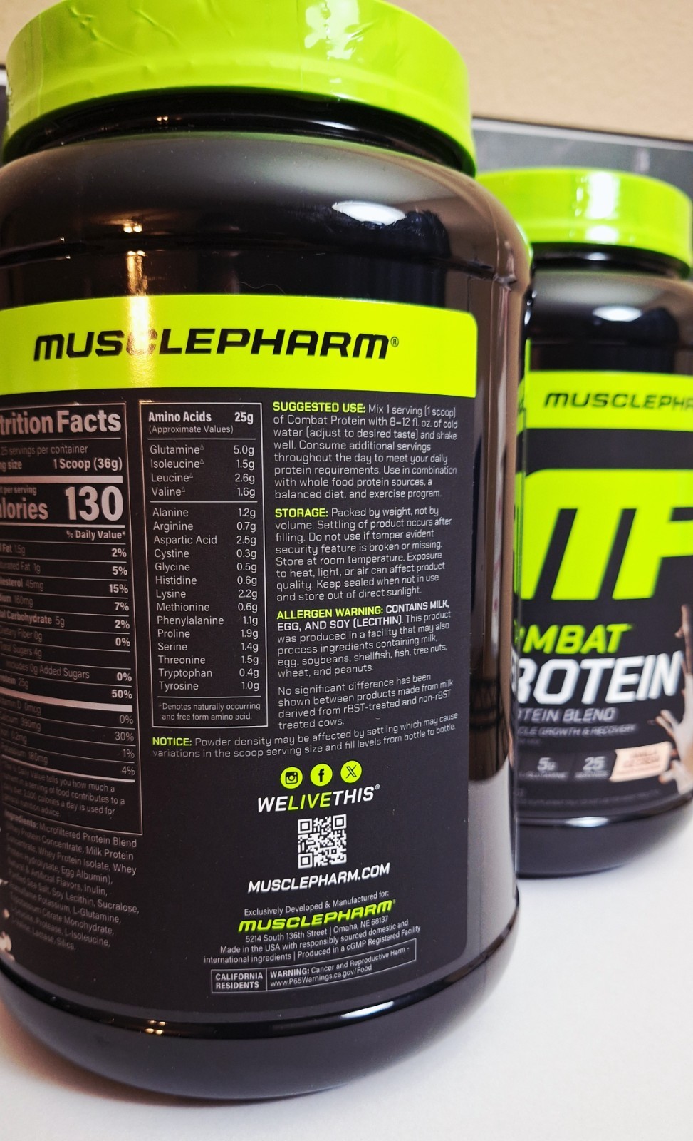 MusclePharm 5-Blend Combat Protein, Vanilla Ice Cream🍦, 25 Servings, 11/2028✨