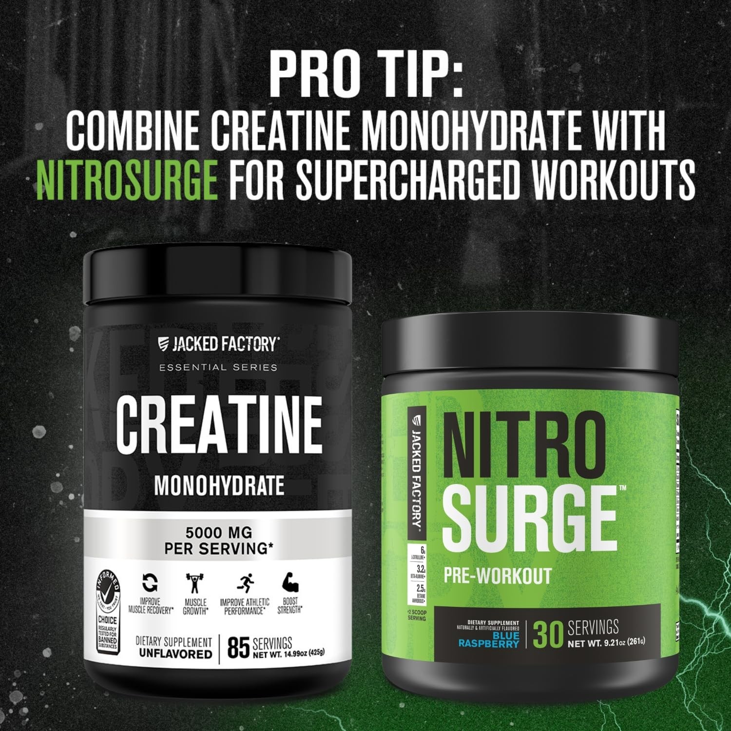 Jacked Factory Creatine Monohydrate Powder 425g 5g Daily Creatine Supplement…