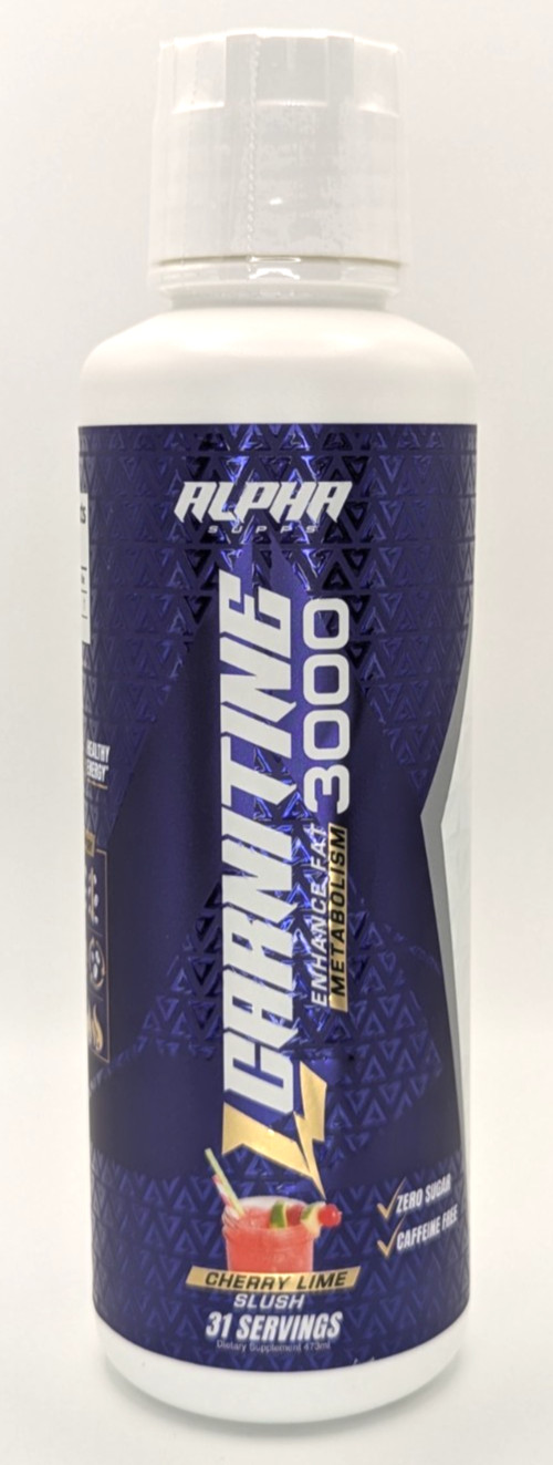 Alpha Supps L-Carnitine 3000, 31 Servings, Cherry Lime Slush Flavor, Exp. 6/27