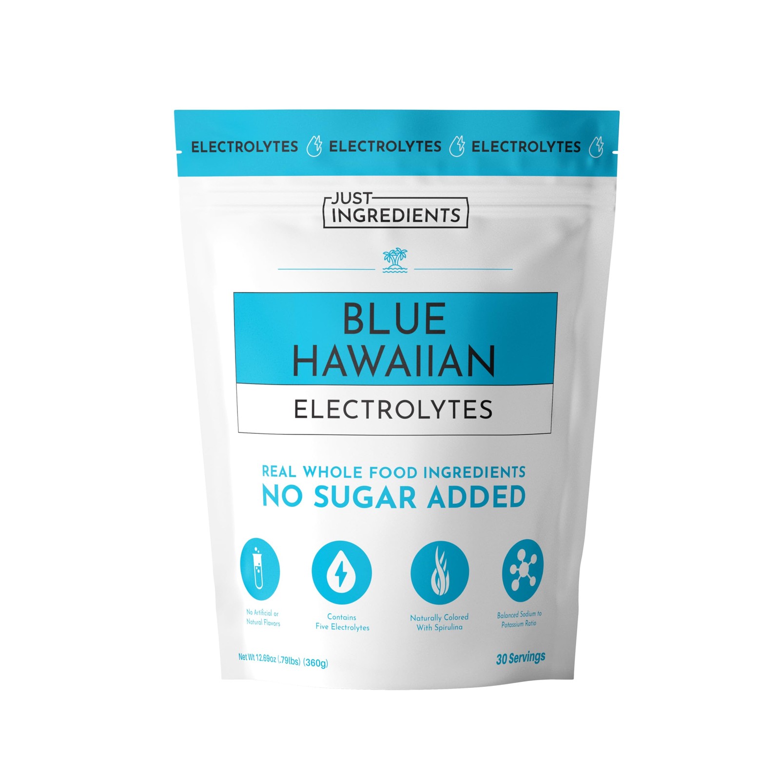 Just Ingredients Blue Hawaiian Electrolytes Drink Mix 30 Coconut Water 5 Key