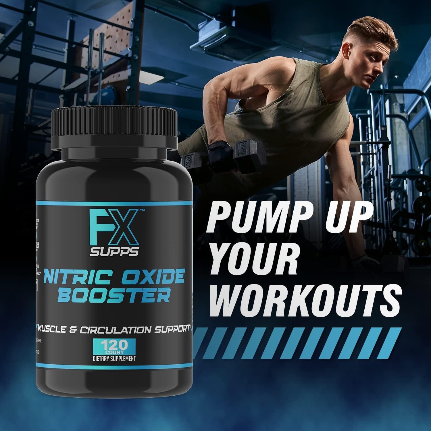 FXSUPPS Nitric Oxide Booster 240ct (3-Pk) Made in USA, L-Arginine, Beta-Alanine