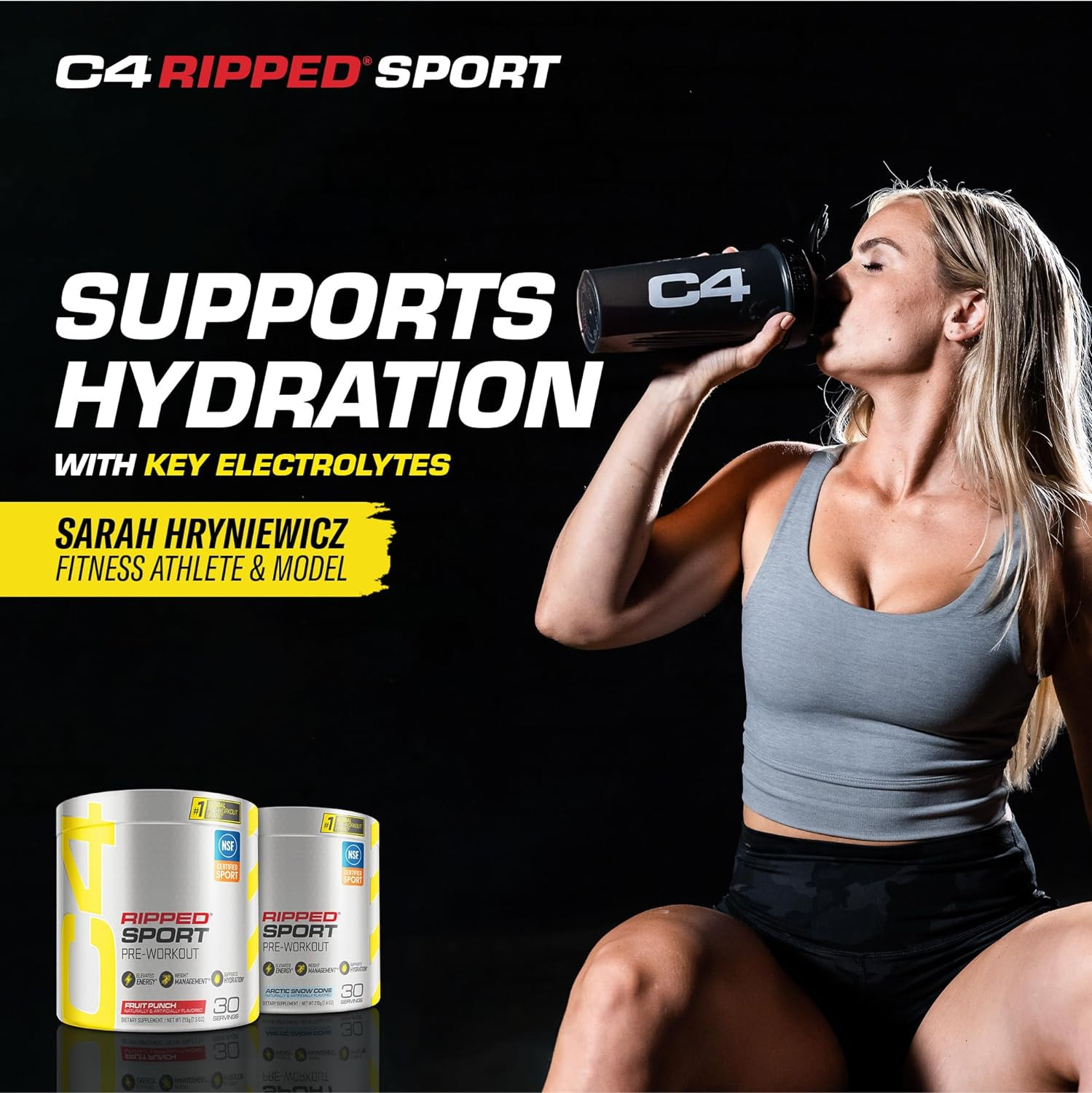 Ripped Sport Pre Workout Powder Fruit Punch – NSF Certified for Sport + Zero Sug