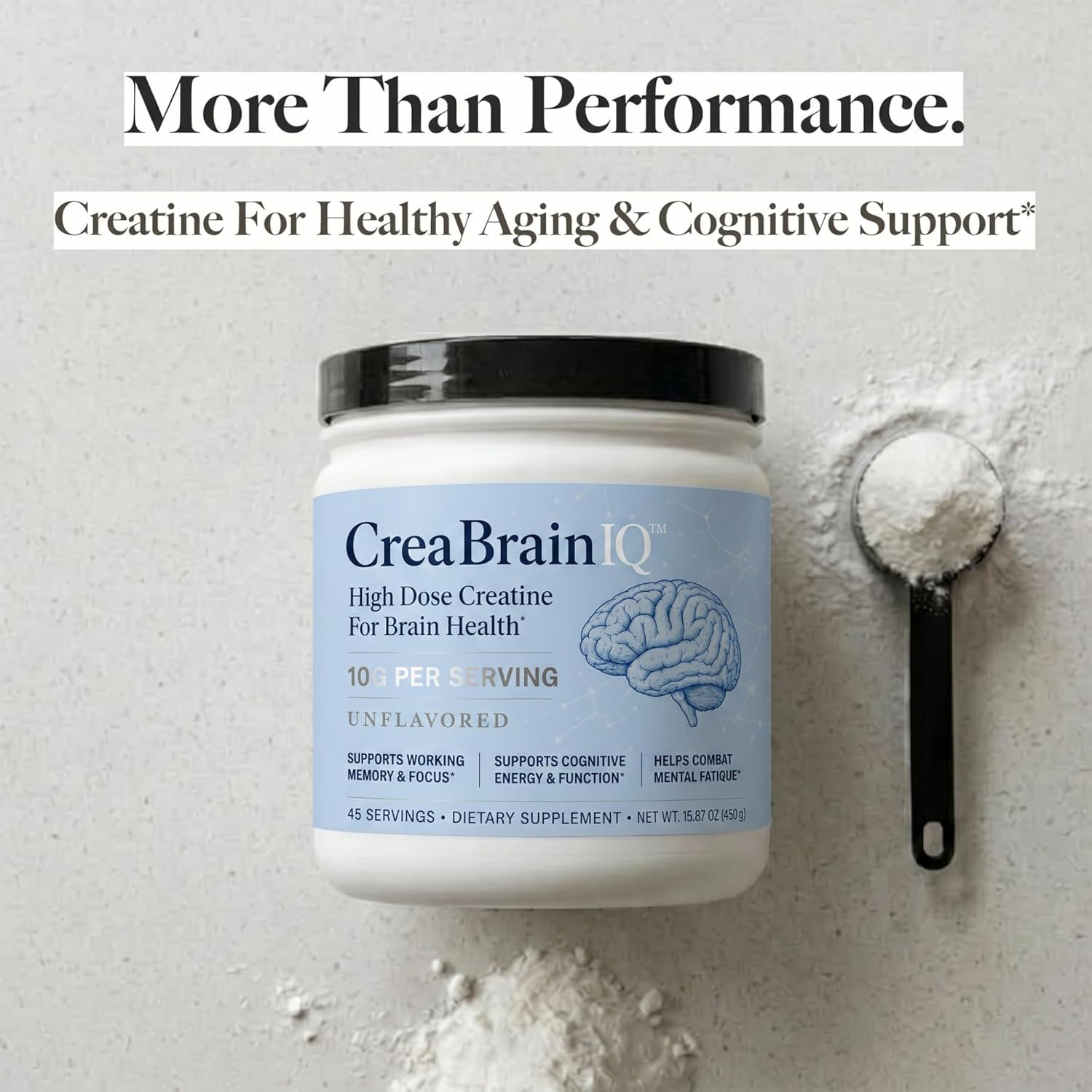 Creabrainiq High Dose Creatine Powder for Brain Health – 10G per Serving – Suppo