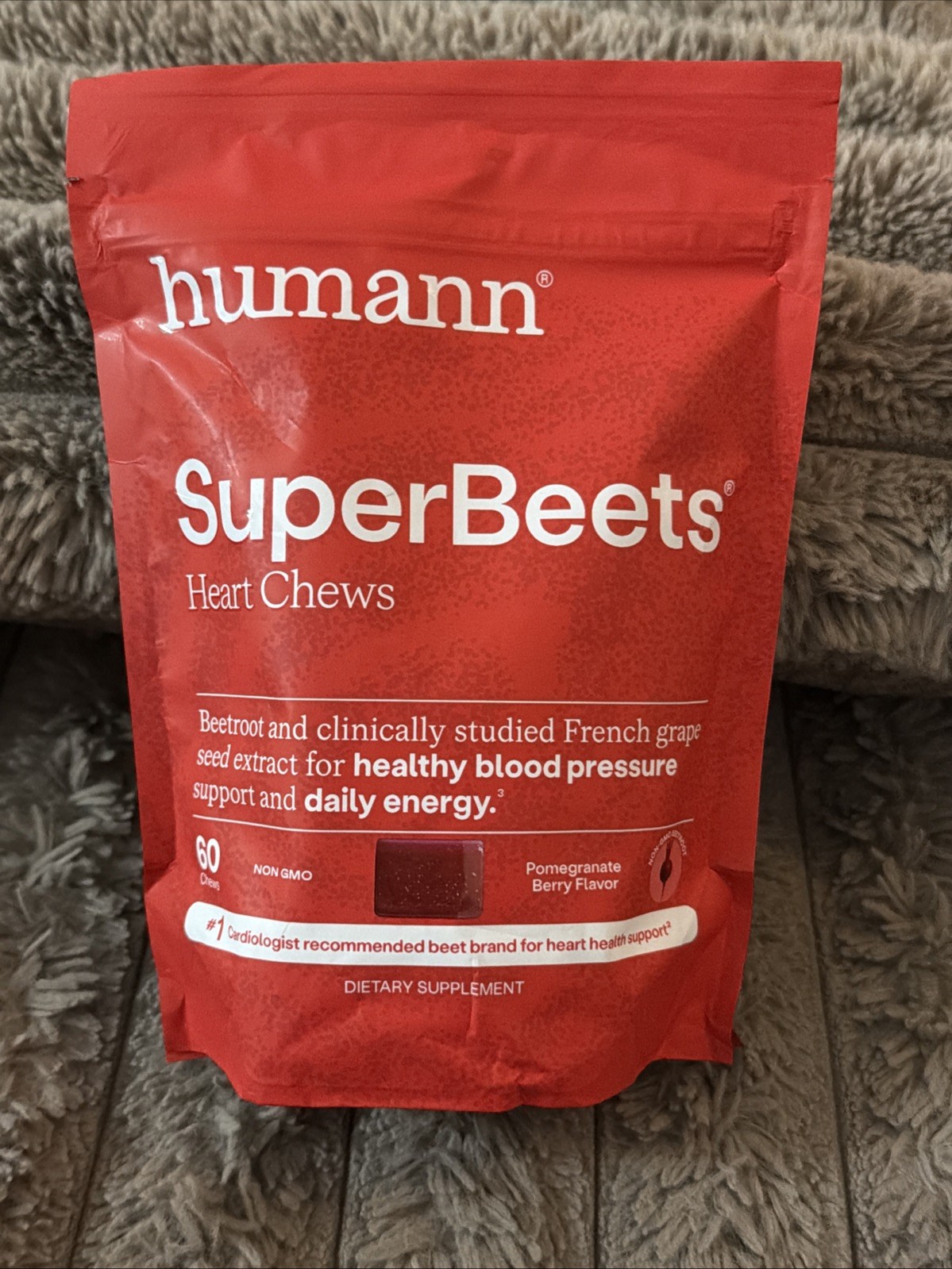 HumanN – SUPER BEETS Heart Chews, Pomegranate, 60 Count, New & Sealed, Exp 06/27