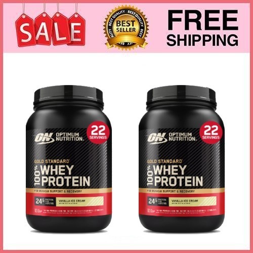 2 Pack Gold Standard Whey Protein Powder,Vanilla Ice Cream,22 Serv