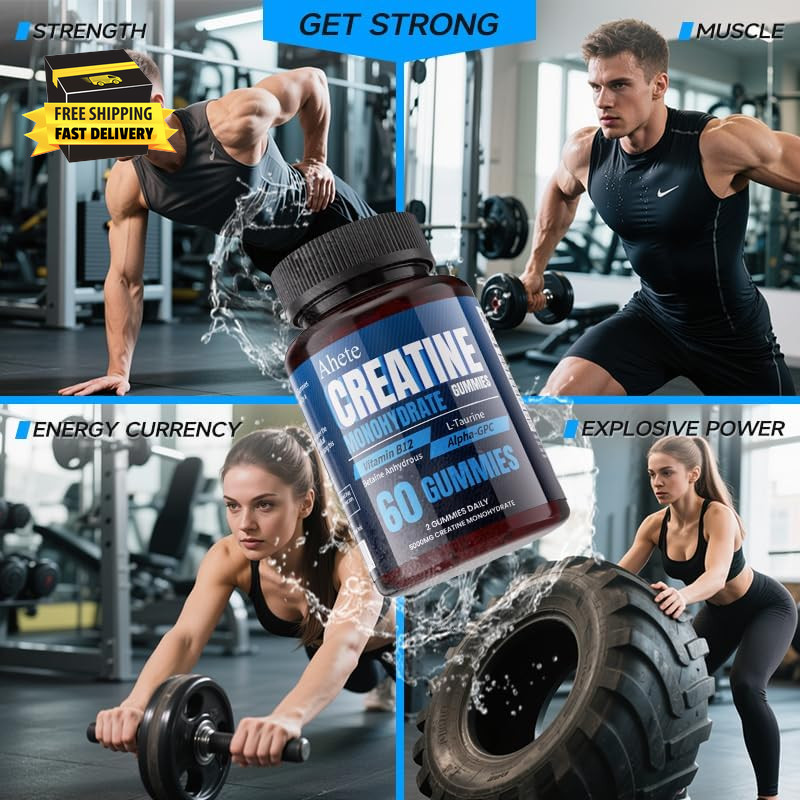 Creatine Gummies 5000Mg Sugar Free, Creatine Monohydrate with Taurine, Betaine &
