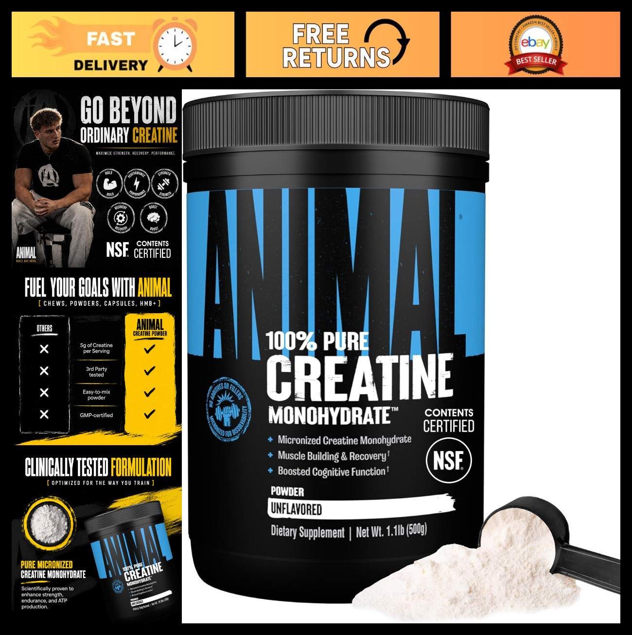 Micronized Creatine Monohydrate Powder – Boost Muscle Growth & Strength, 500g