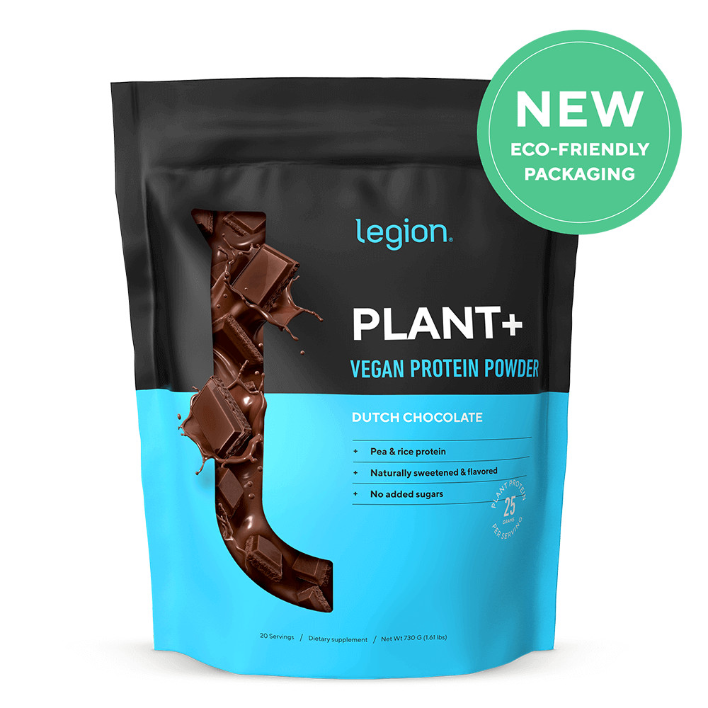 Legion Plant+ All Natural Plant Protein Powder, Dutch Chocolate, 20 Servings