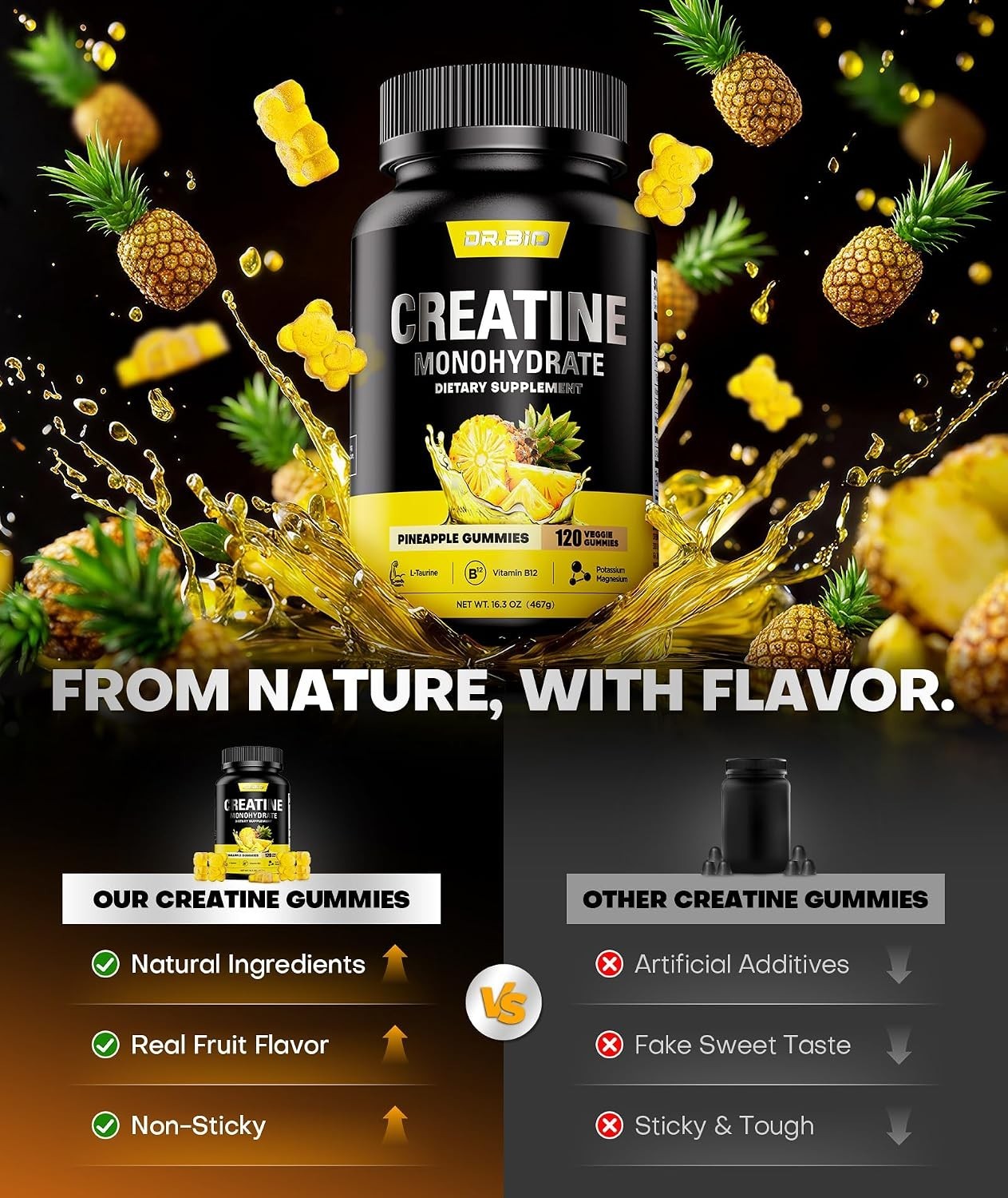 Powerful Pineapple Creatine Gummies – 5000mg Energy and Muscle Recovery Formula
