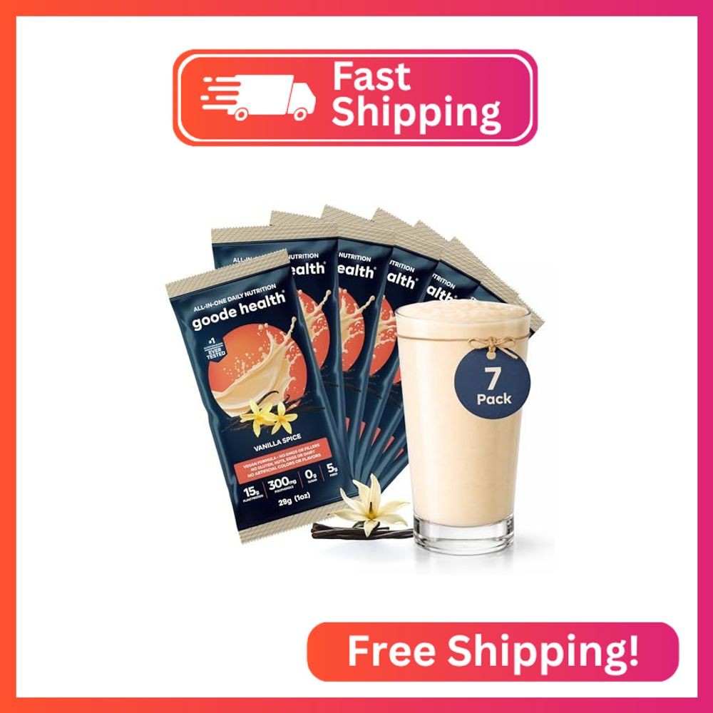 Goode Health Meal Replacement Shake, Vanilla Spice (Pack of 7) – 15g Plant-Based