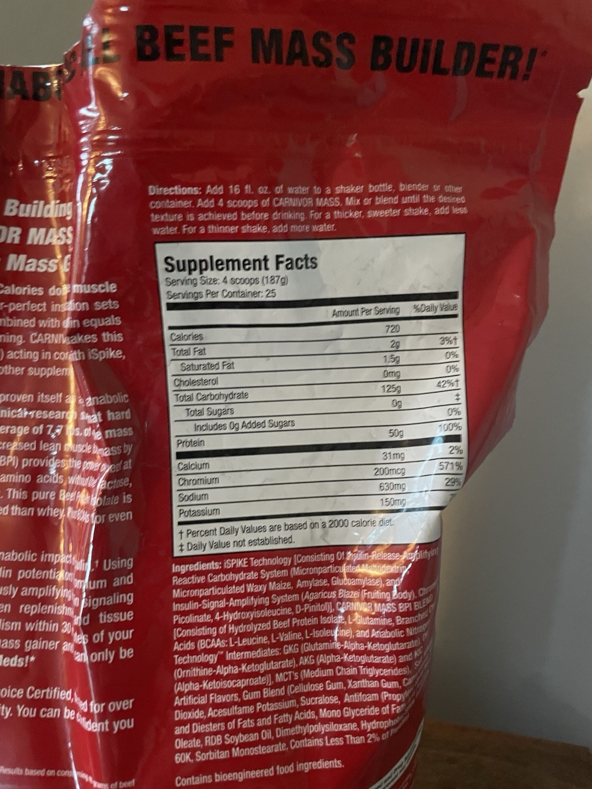 MuscleMeds Carnivor Mass Anabolic Beef Protein Gainer, Vanilla Caramel, 10 lb