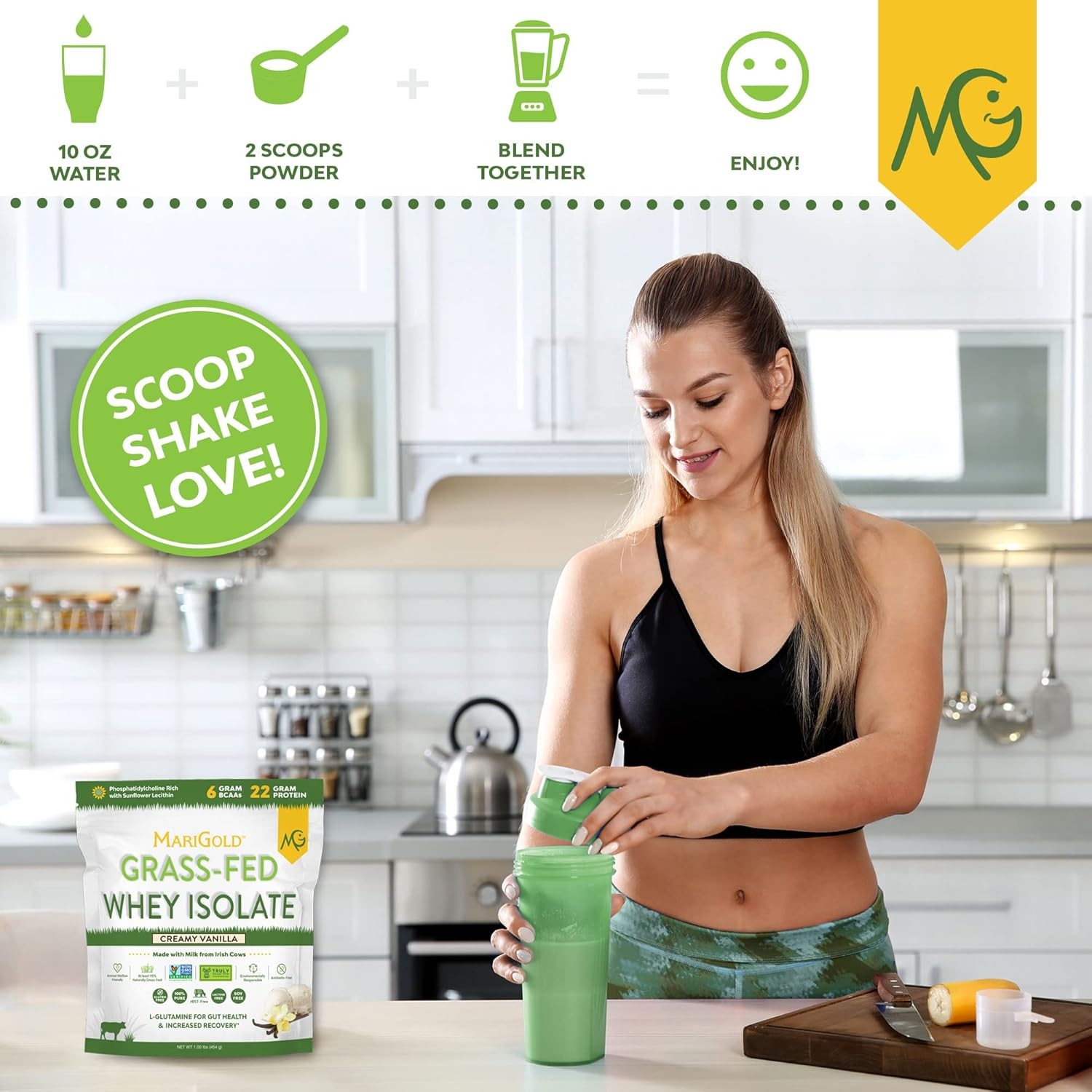 Grass-Fed Whey Protein Isolate Powder – Creamy Vanilla Flavor – 1 Lb Bag | 100%