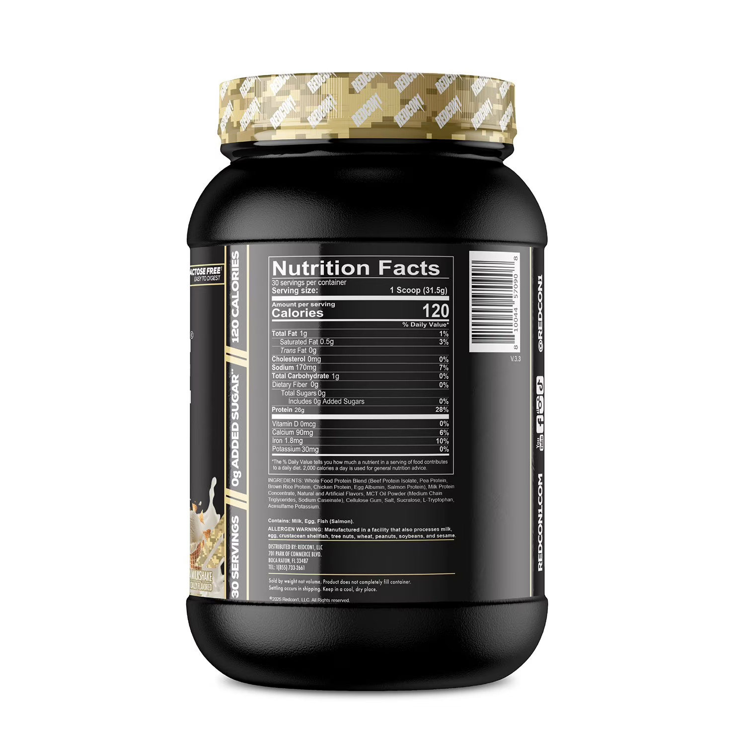 Redcon1 MRE Lite Whole Food Protein Powder, Vanilla Milkshake, 2.1 Pounds
