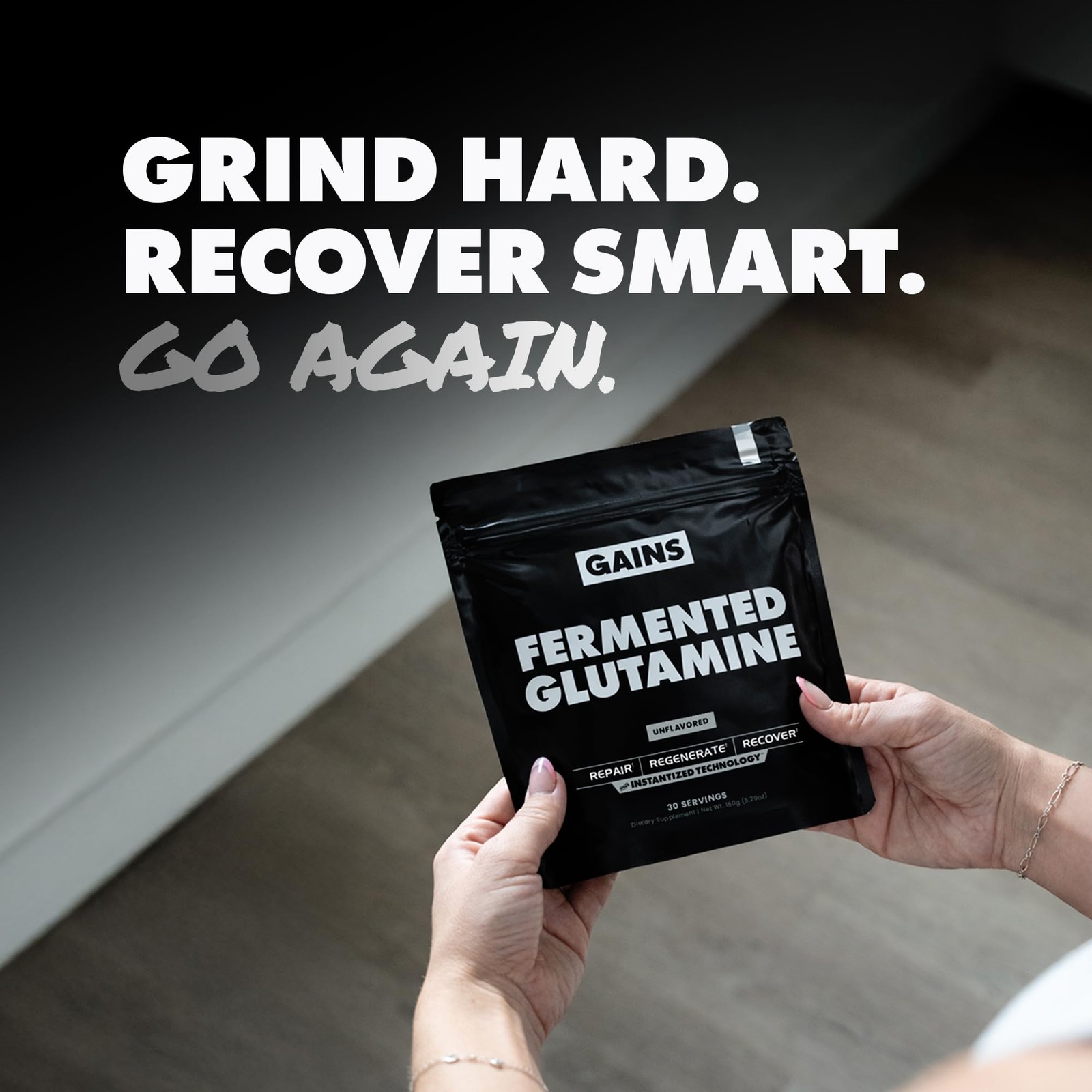 Gains in Bulk LGlutamine, Gluten Free Glutamine Powder for Muscle Recovery an…