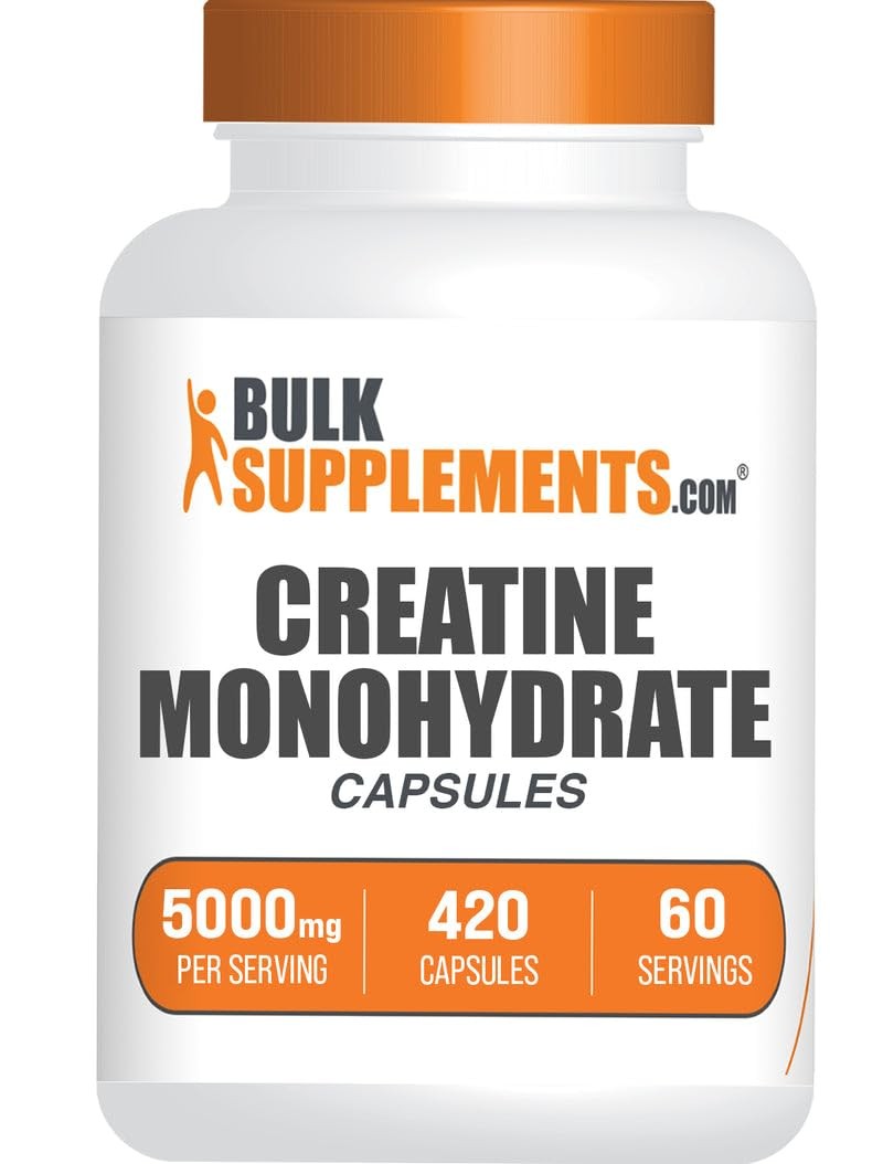 BulkSupplements.com Creatine Monohydrate Capsules – 420 Count (Pack of 1)