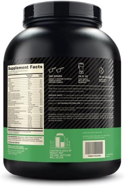 Serious Mass Chocolate Gainer – Vegetarian Friendly, 50g Protein & Vitamins, 6lb