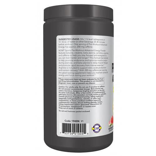Pre-Workout Advanced Energy Powder 600 Grams