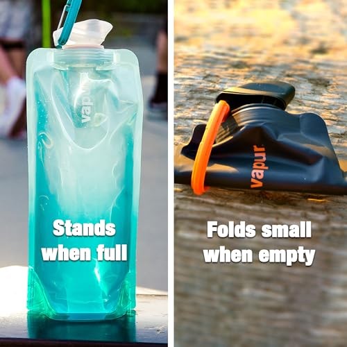Vapur Eclipse Flexible Water Bottle – with Carabiner, 1 Liter (33 oz) – 2 Pack –