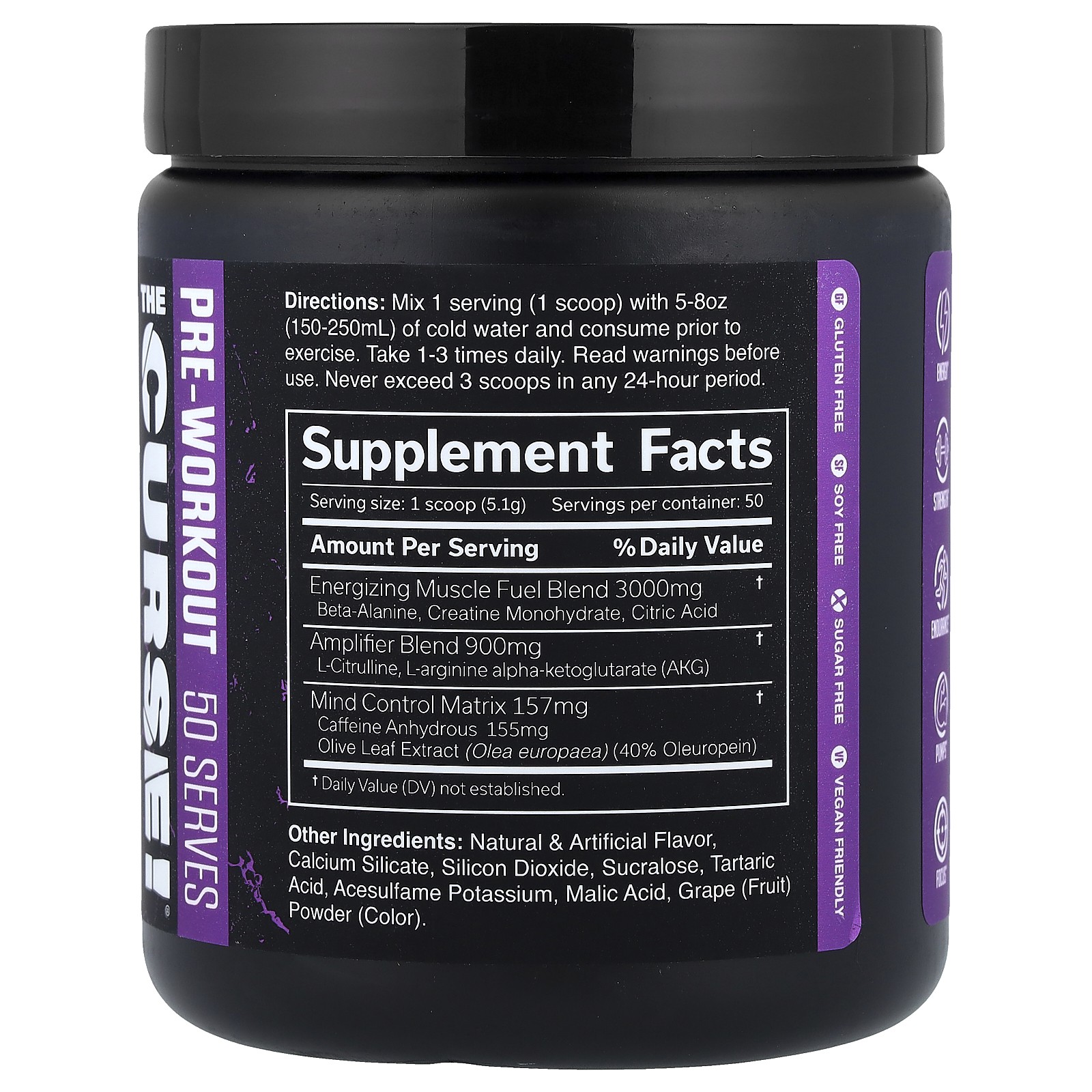 The Curse, Pre-Workout, Dark Grape, 8.8 oz ( 250 g)