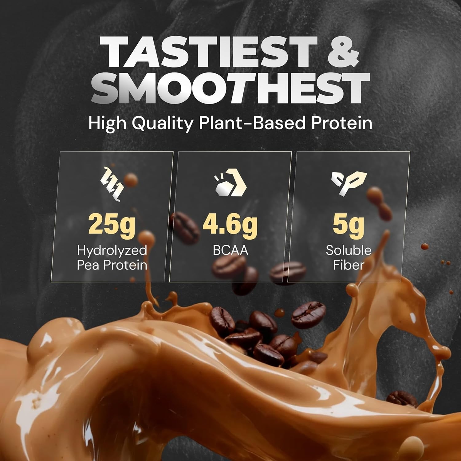 Pea Protein Powder 25g Protein , 4.6g BCAA, 5g Fiber | Cold Coffee , 12 Servings