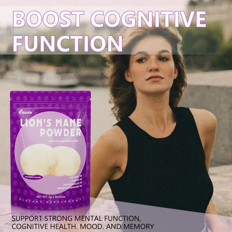 Berry Flavor Organic Lions Mane Mushroom Powder 1 lb Memory Focus Nerve Health