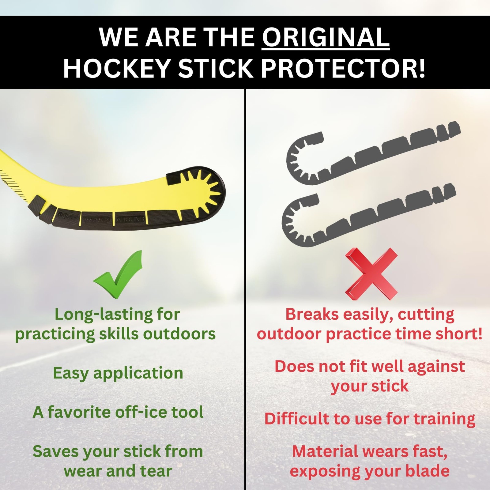 Hockey Stick Protector for Off Ice Training, Street Hockey – Cuts to Fit Kids…