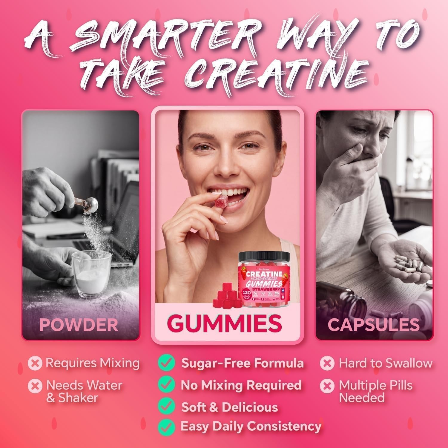Creatine Monohydrate Gummies 5000mg for Women & Men – Creatine Gummies with B…