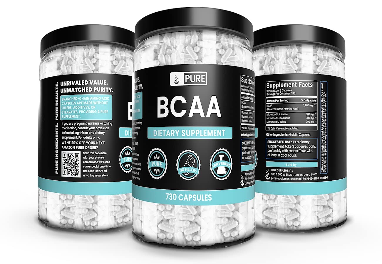 Pure Original Ingredients BCAA 730 Capsules No Magnesium Or Rice Fillers, Alw…