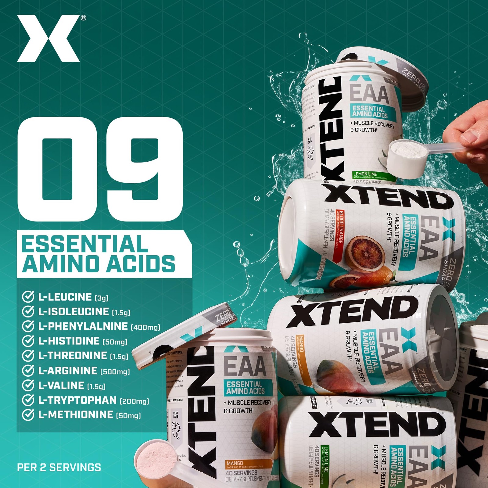 Xtend Scivation EAA + BCAA Powder | Muscle 11.9 Ounce (Pack of 1), Lemon Lime