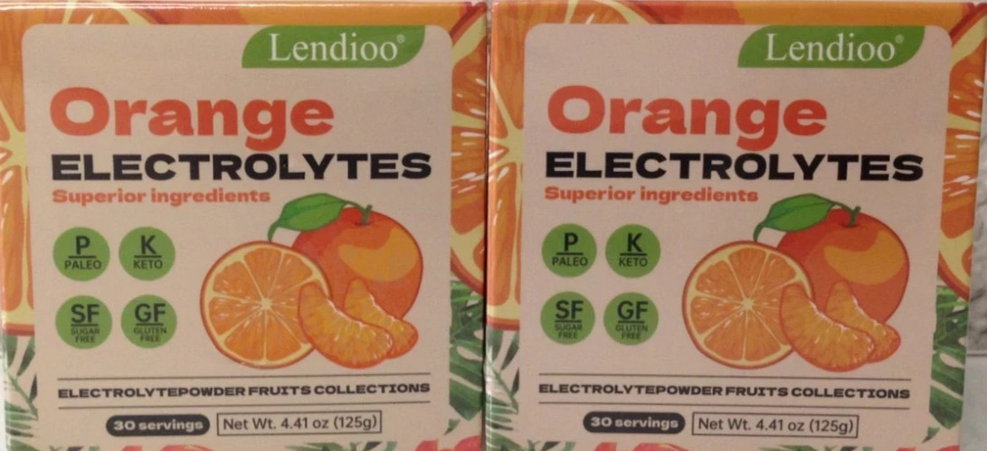 Orange Flavour Electrolytes Powder 4.41 oz Sugar-Free Gluten-Free – 2 Pack