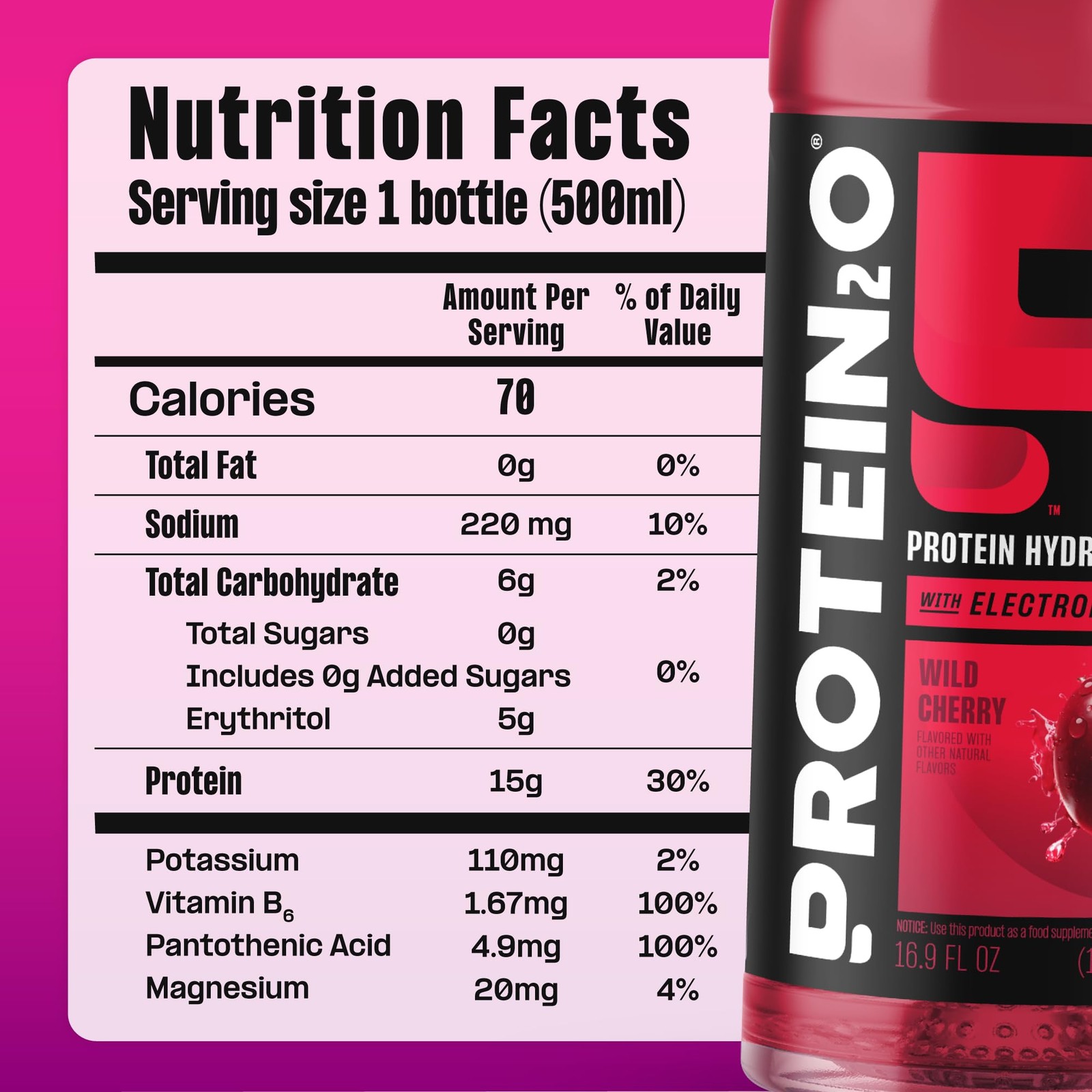 Protein2o Hydration Drink – 2-in-1 Liquid 16.9 Fl Oz (Pack of 12), Milky