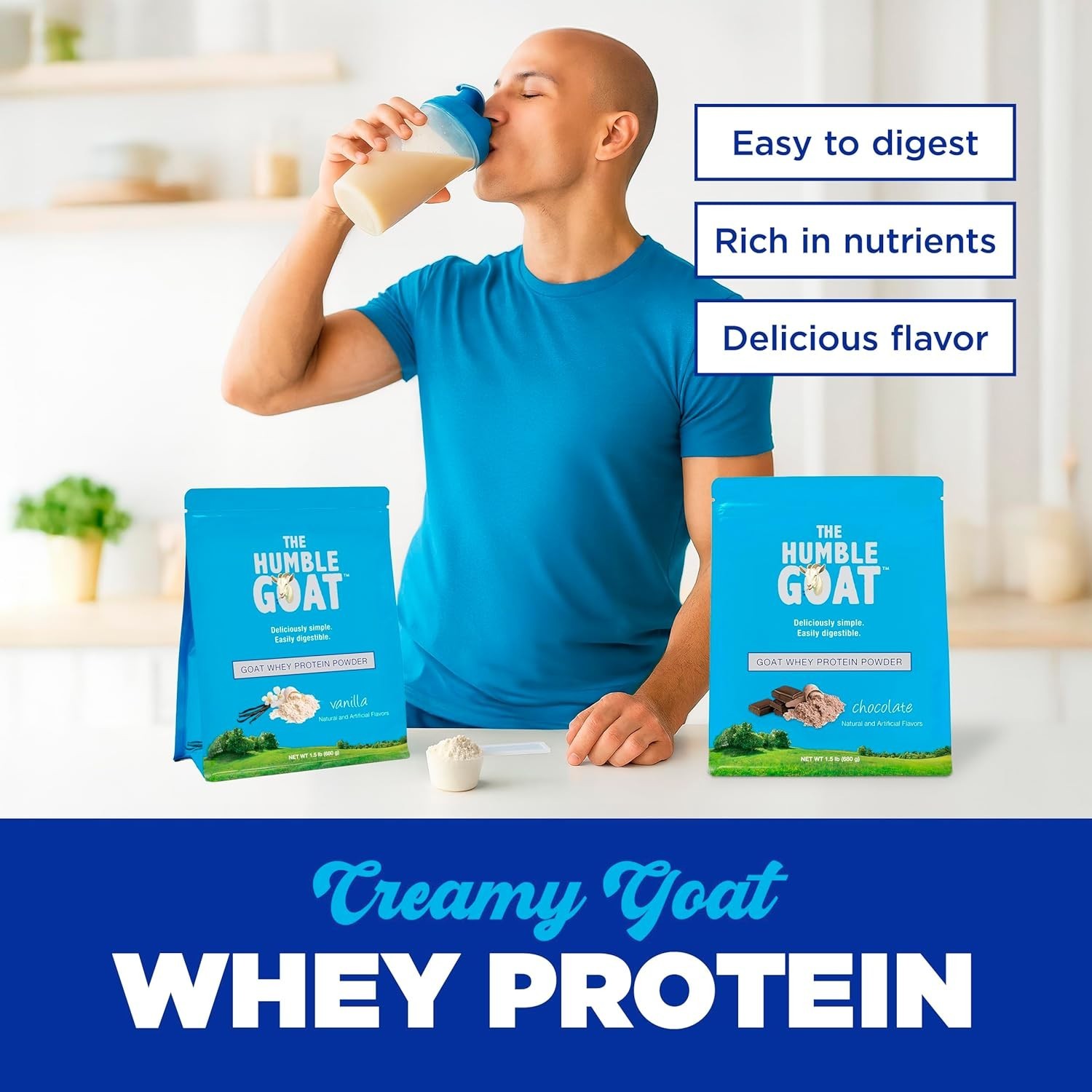 Grass Fed Whey Protein Powder Vanilla 1.5 lb – Made from Goat Milk, Easy to D…