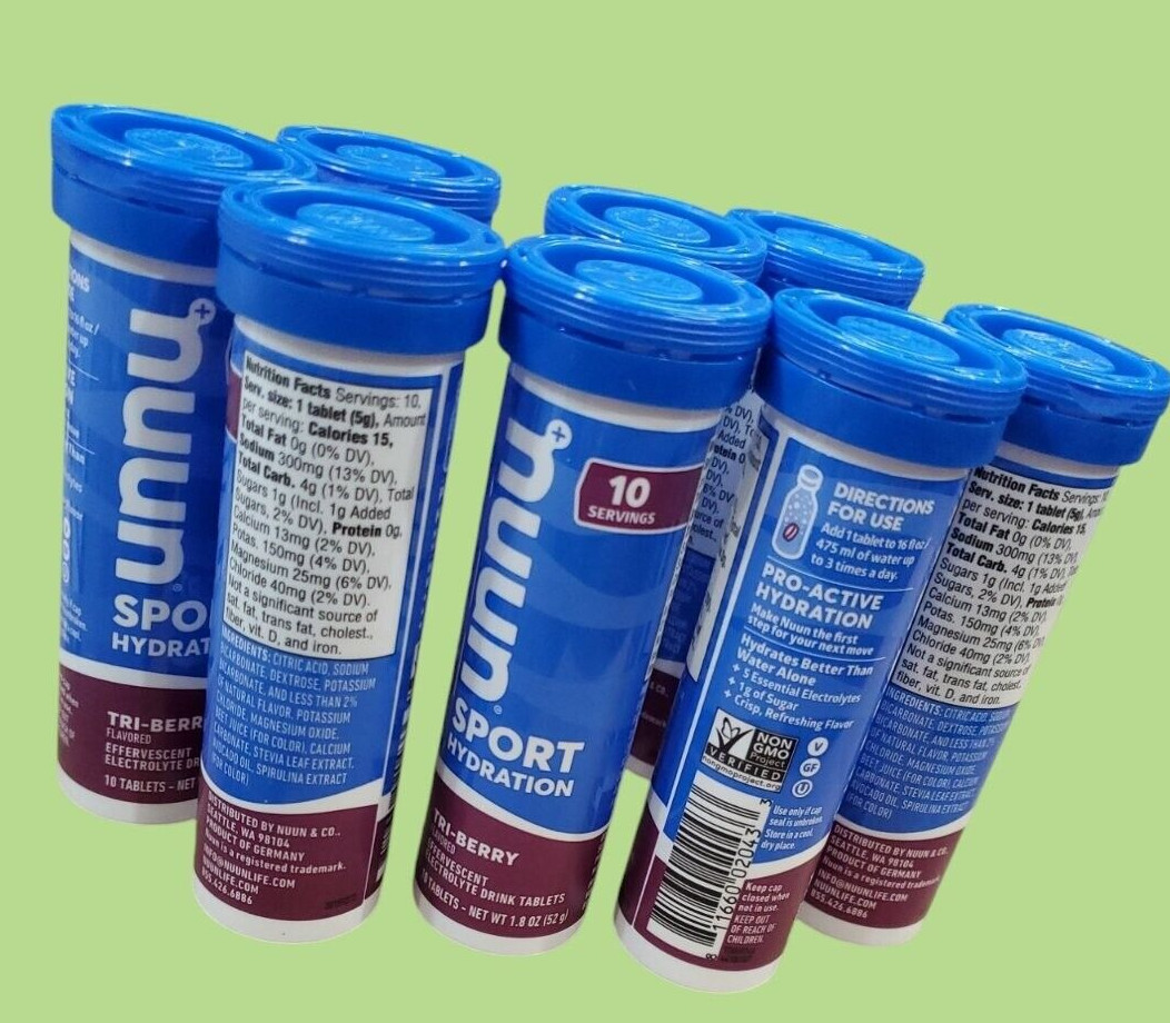 Lot of 8, NUUN HYDRATION TRI-BERRY Sport , 8 PACK, Exp. 05/2027