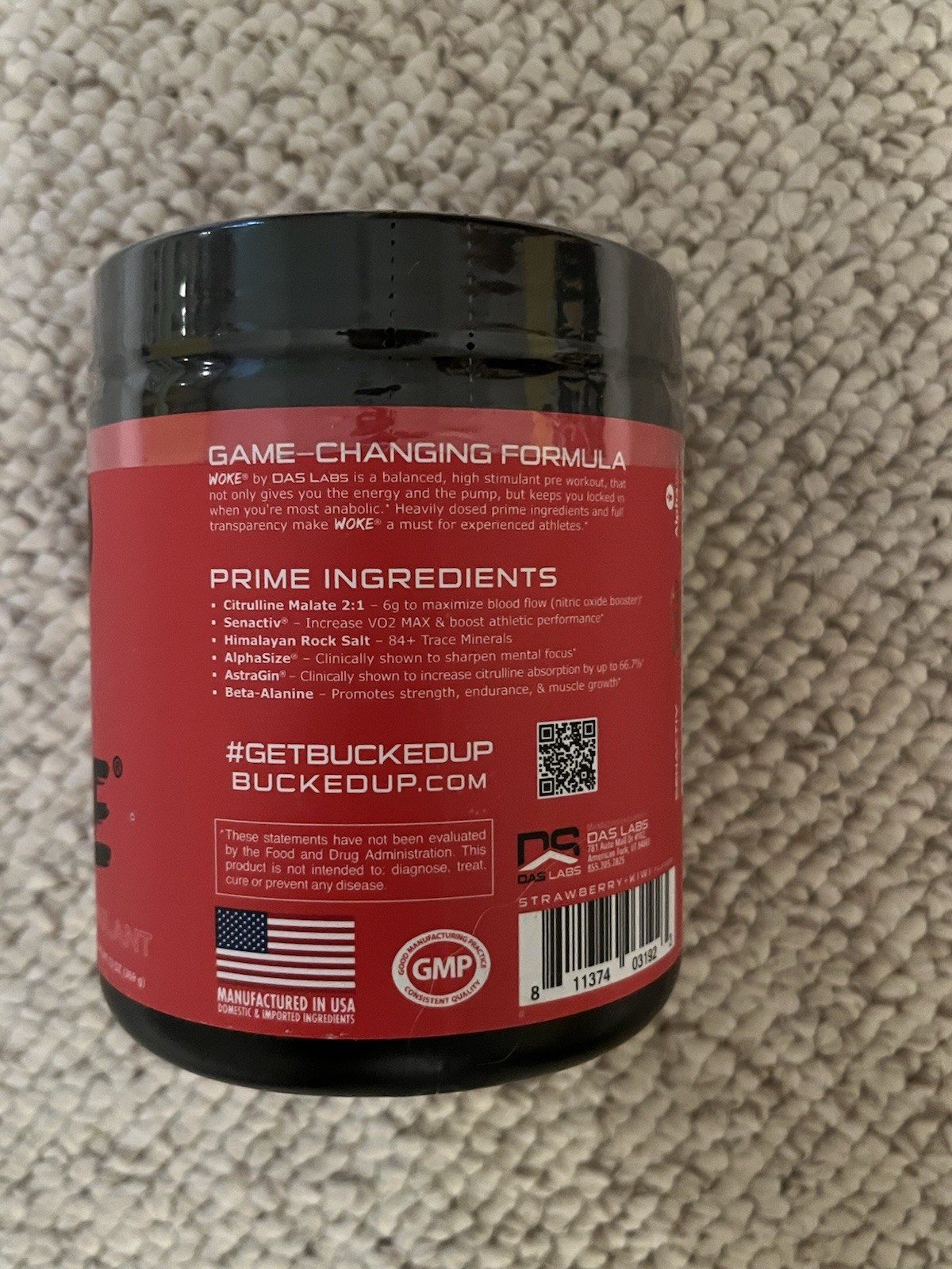 Bucked Up – Woke – HIGH STIM Pre Workout – Strawberry Kiwi – 11/2027