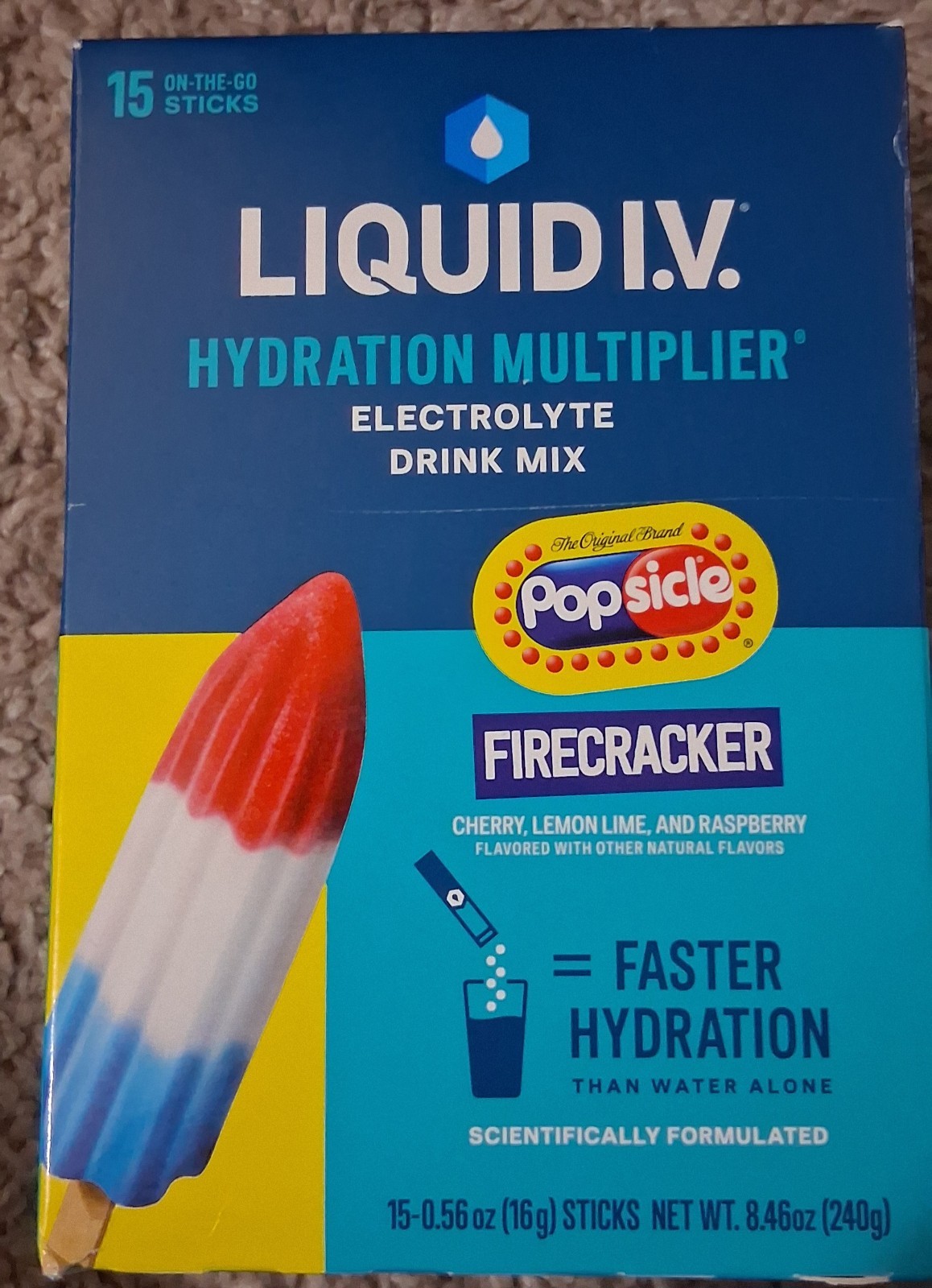 Liquid I.V. Electrolyte Drink Mix Firecracker 15 Sticks 8.46 oz