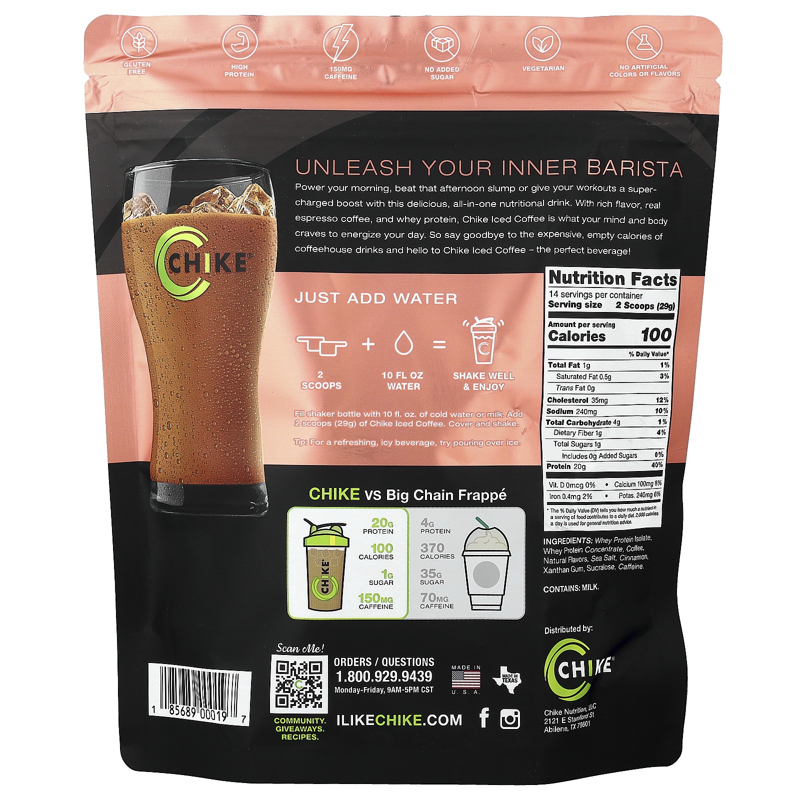 High Protein Iced Coffee, Cinnamon, 14.8 oz (420 g)